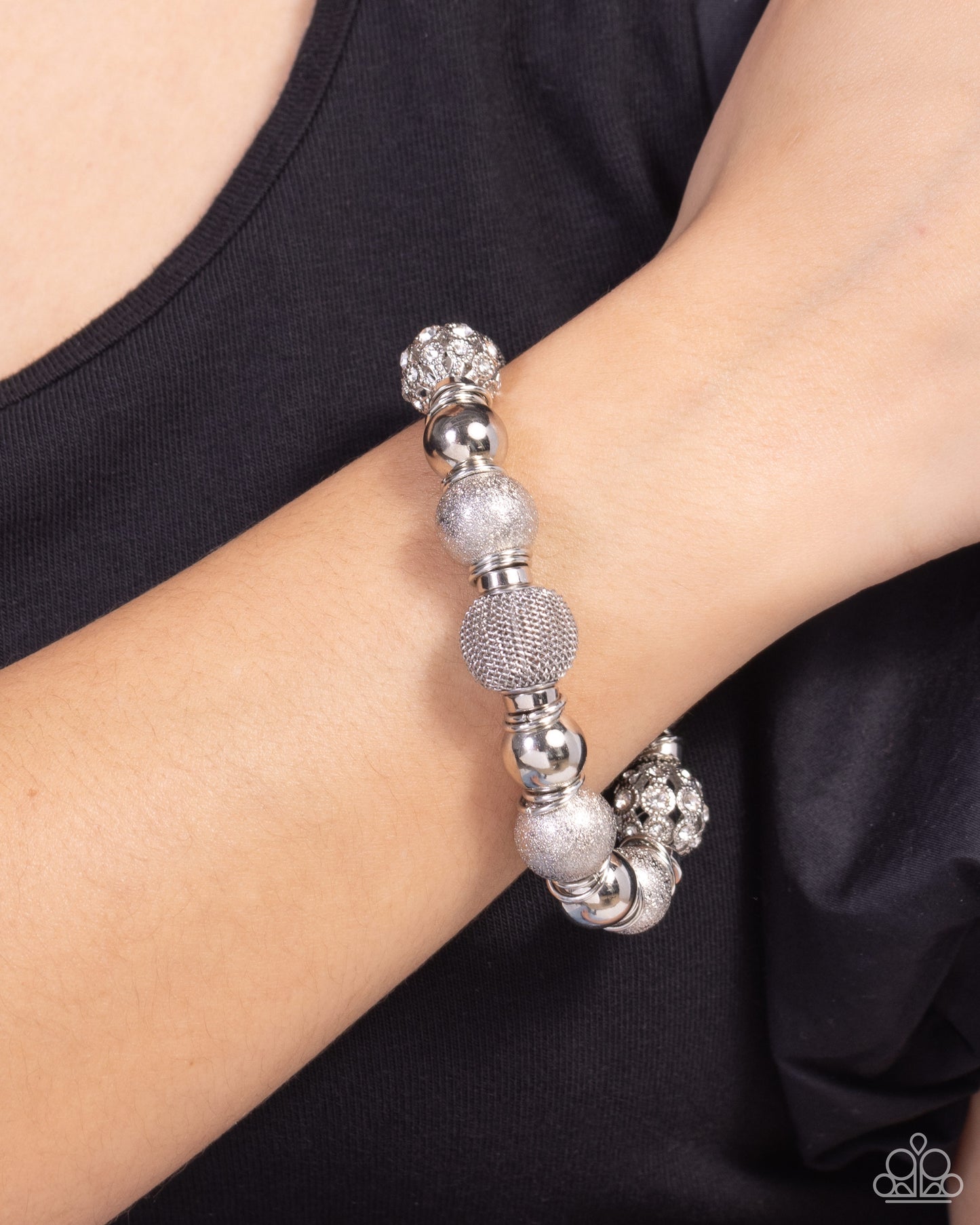 We Totally Mesh - Silver w/White Rhinestones Bracelet