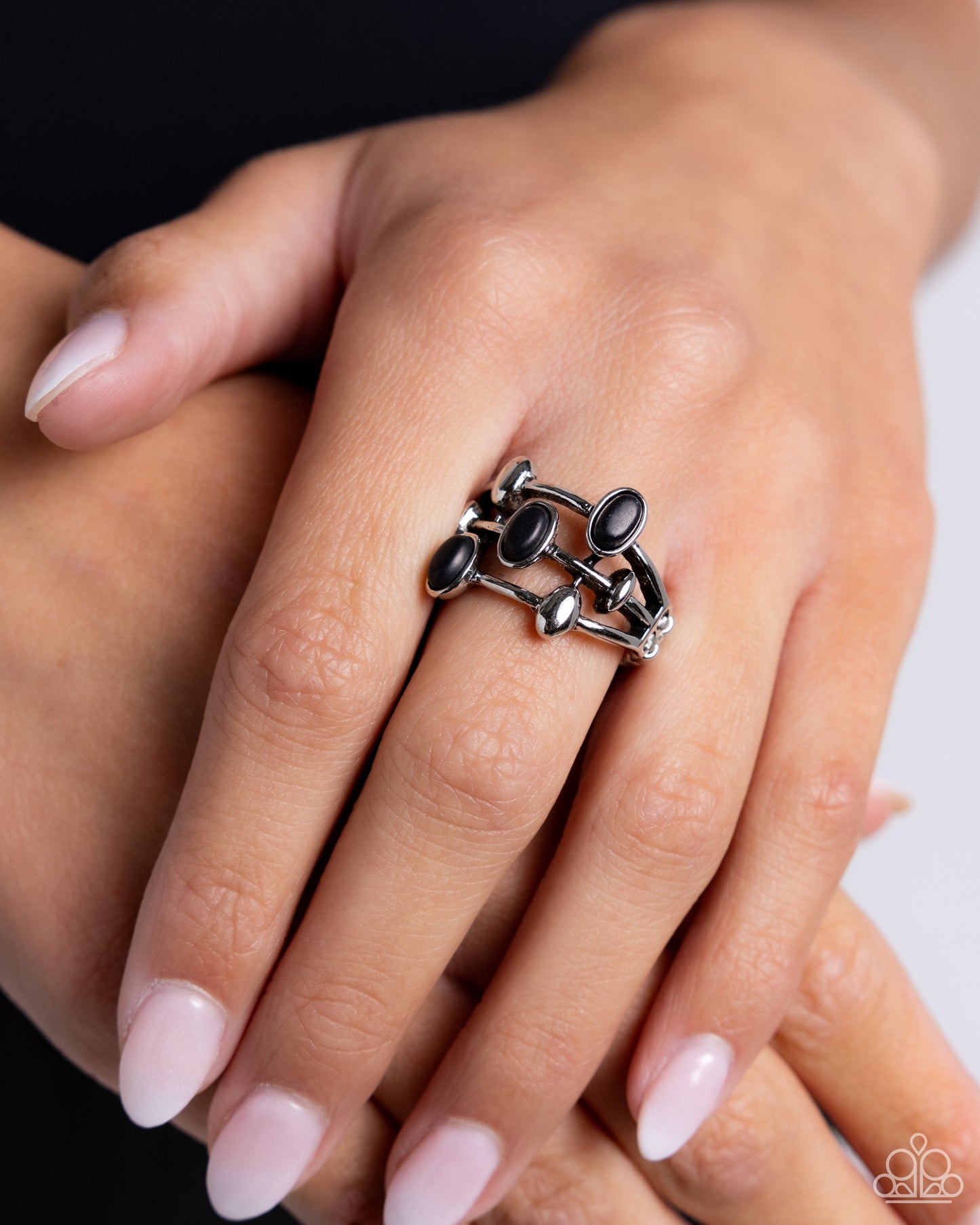 In The Friend STONE - Silver w/Black Ring