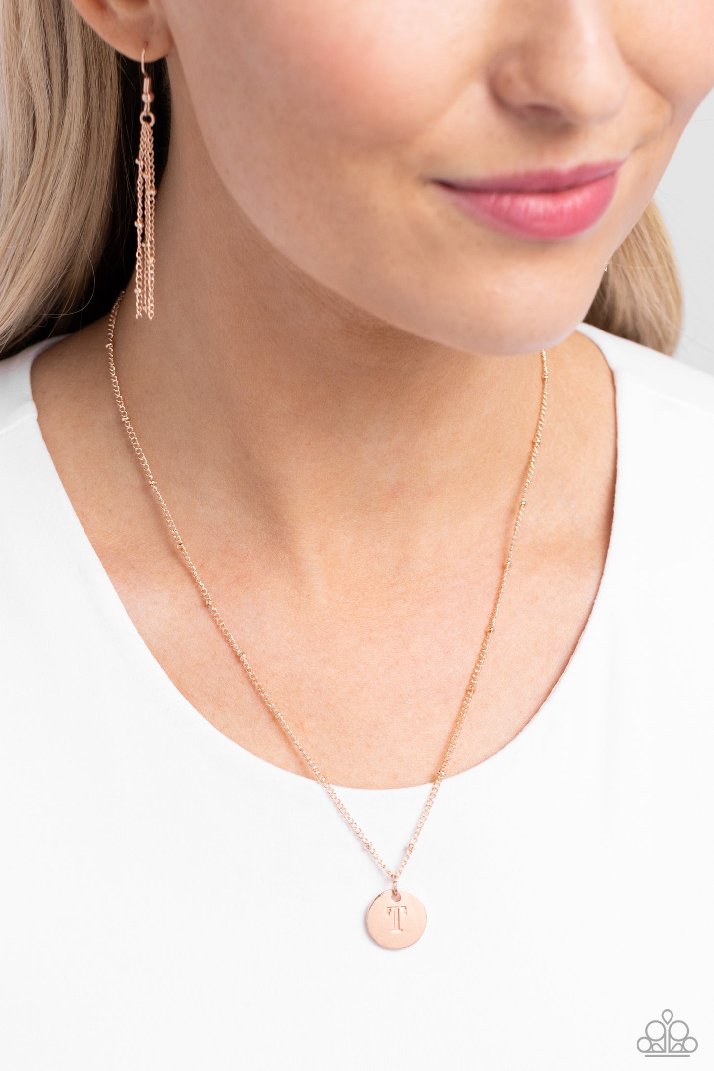 Initial Elegance - Rose Gold - T Initial Necklace