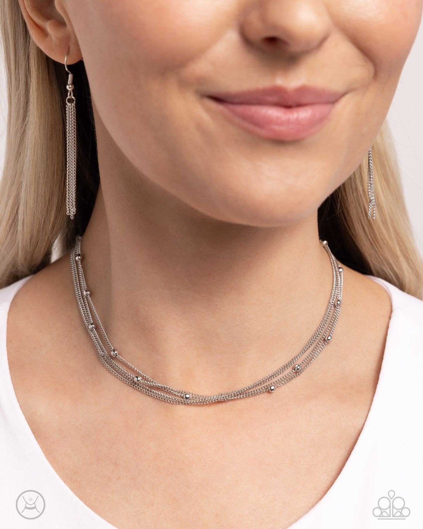 Satellite Strands - Silver Choker Necklace