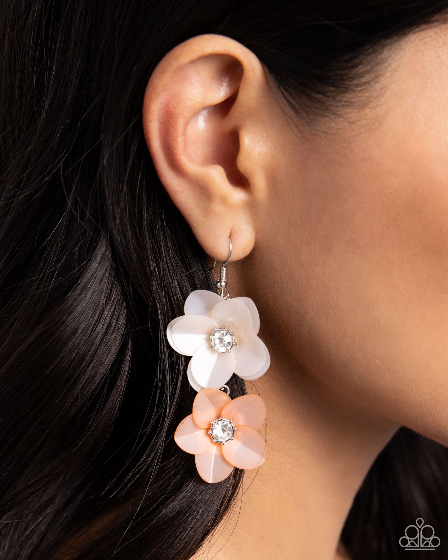 Fairy Tale Florals - Flower Earrings - Cream & Orange