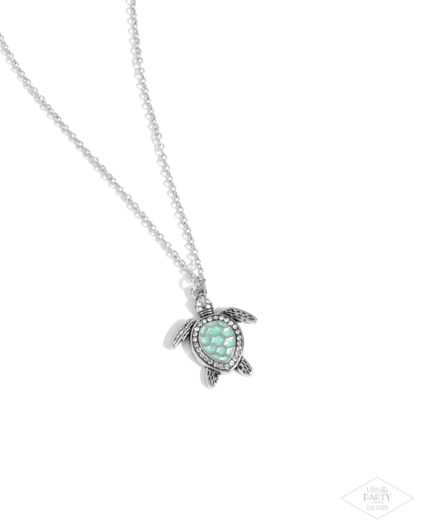 Turtle Tourist - Silver w/Green Turtle Necklace