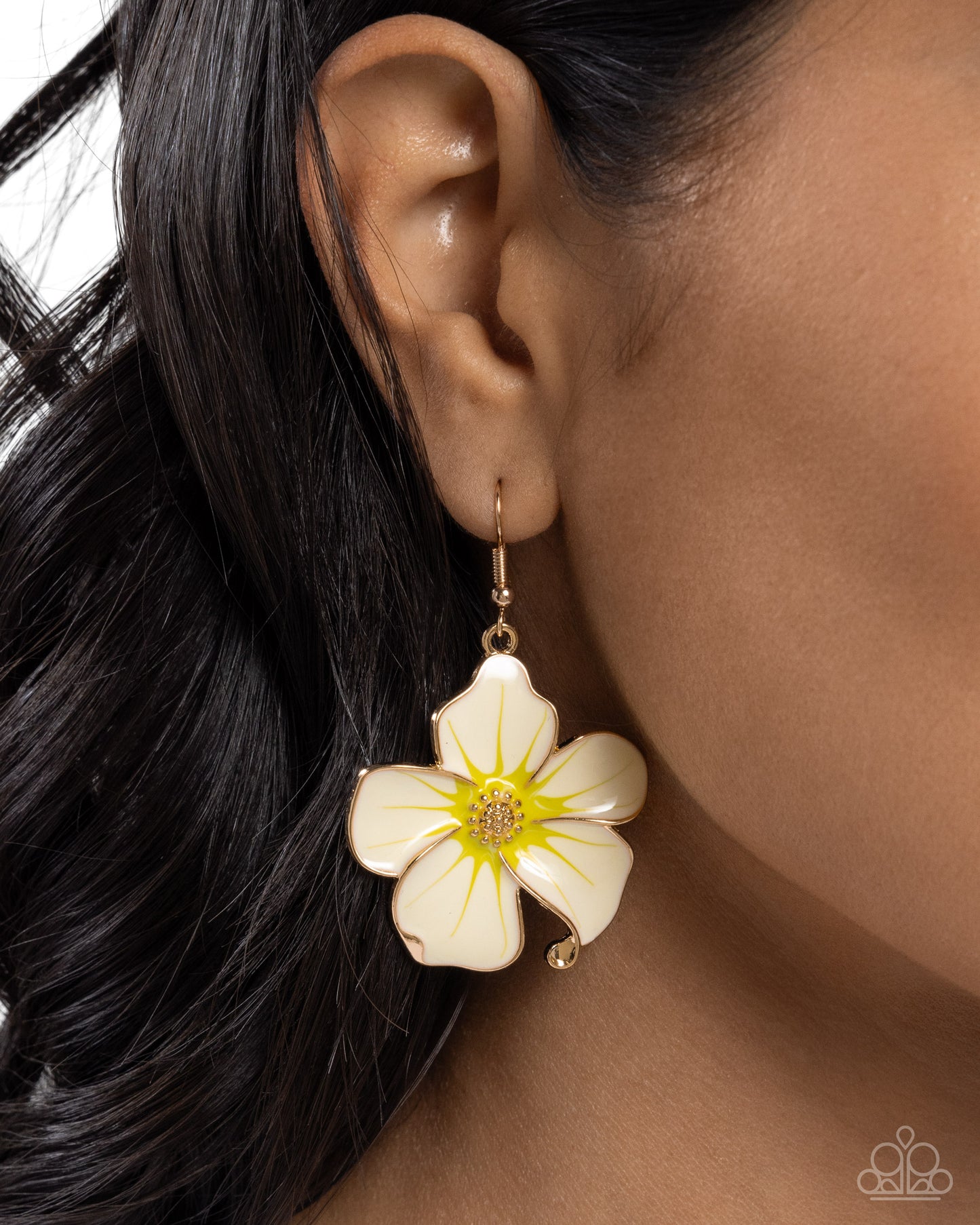 Floral Flavor - Gold w/yellow Flower Earrings
