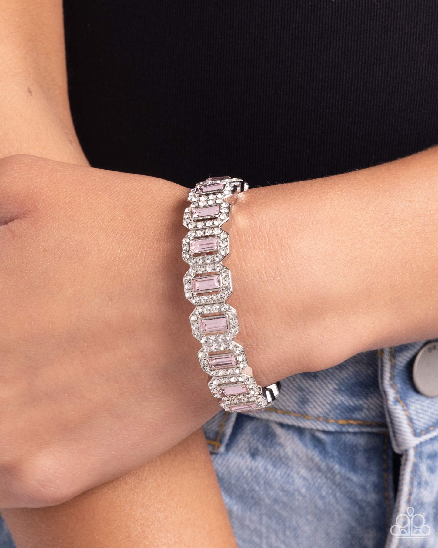 Gasp-Worthy Glitter - Silver w/Pink Bracelet