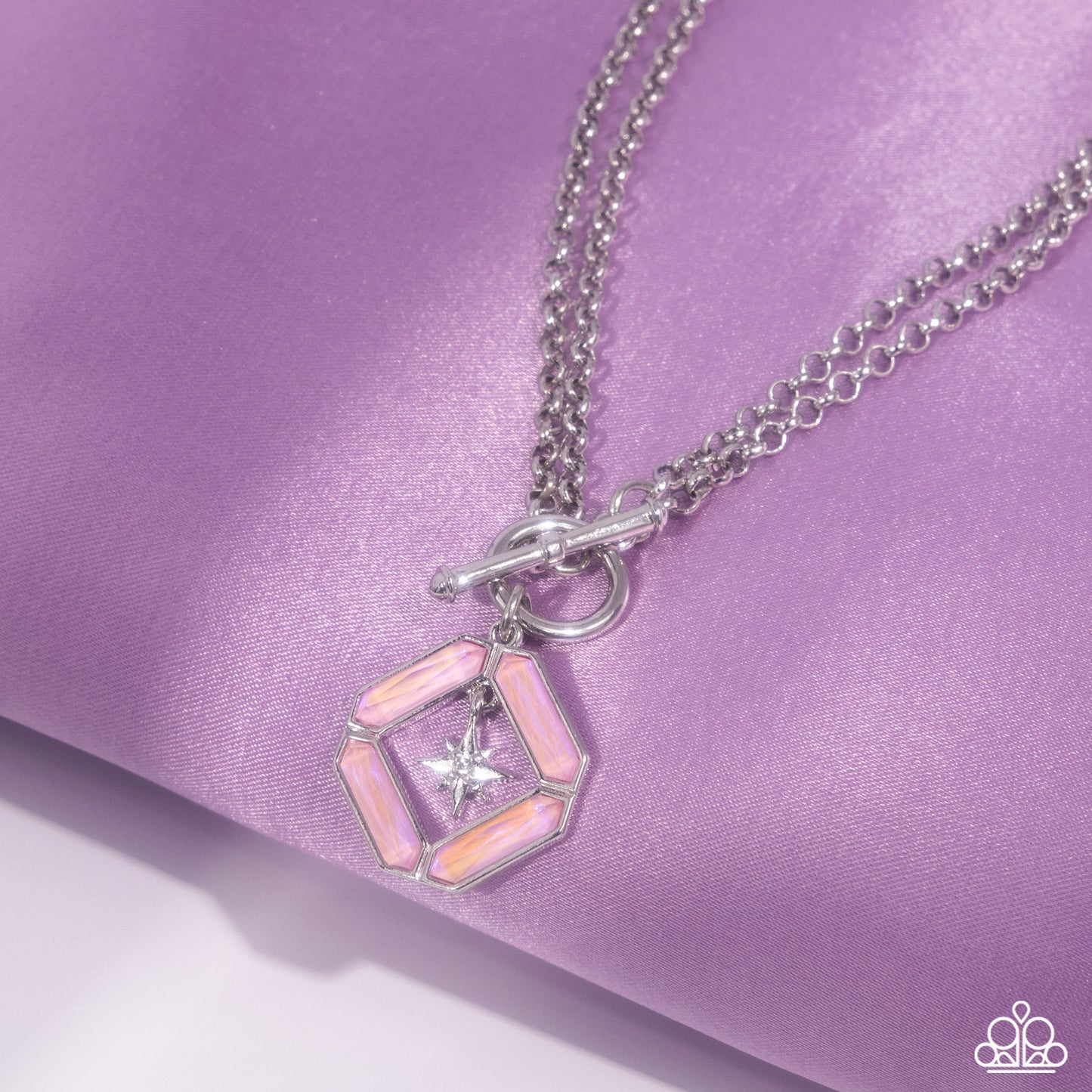 Compass Cadenza - Silver w/Pink Necklace