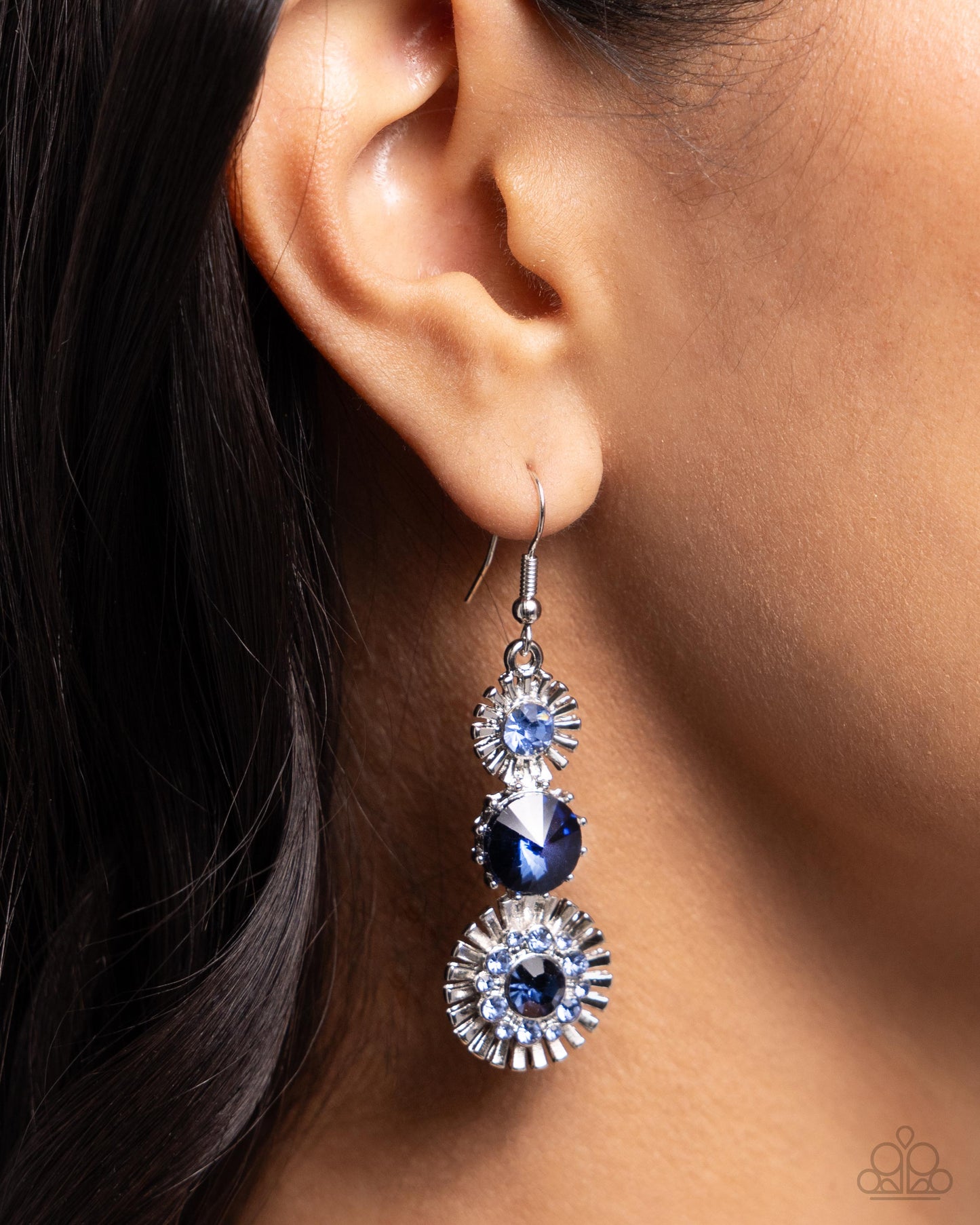 Dedicated Dalliance - Silver w/Blue Gems Earrings