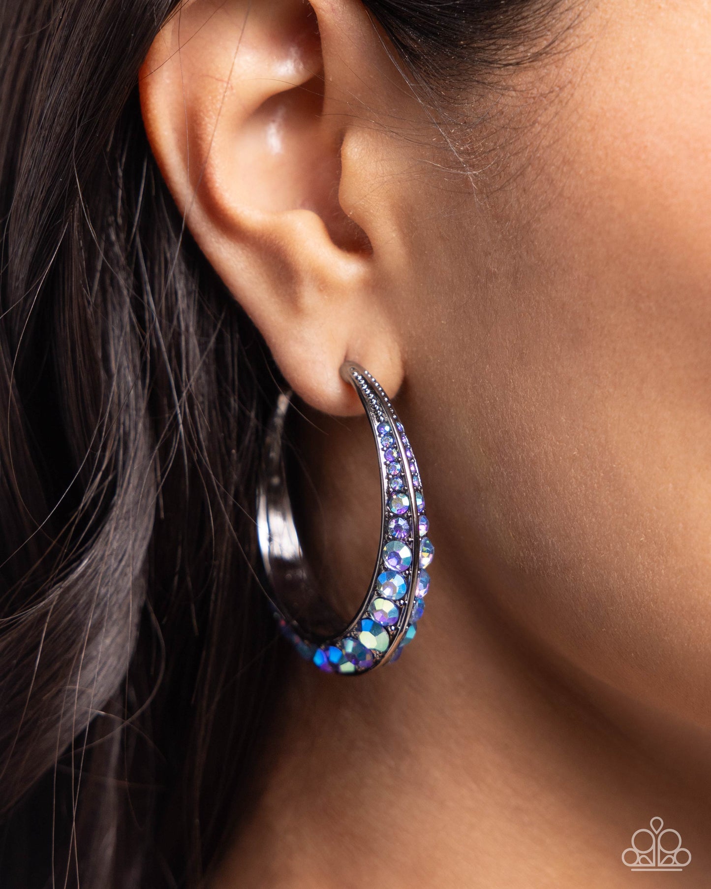 Embedded Edge - Gunmetal w/Blue Earring