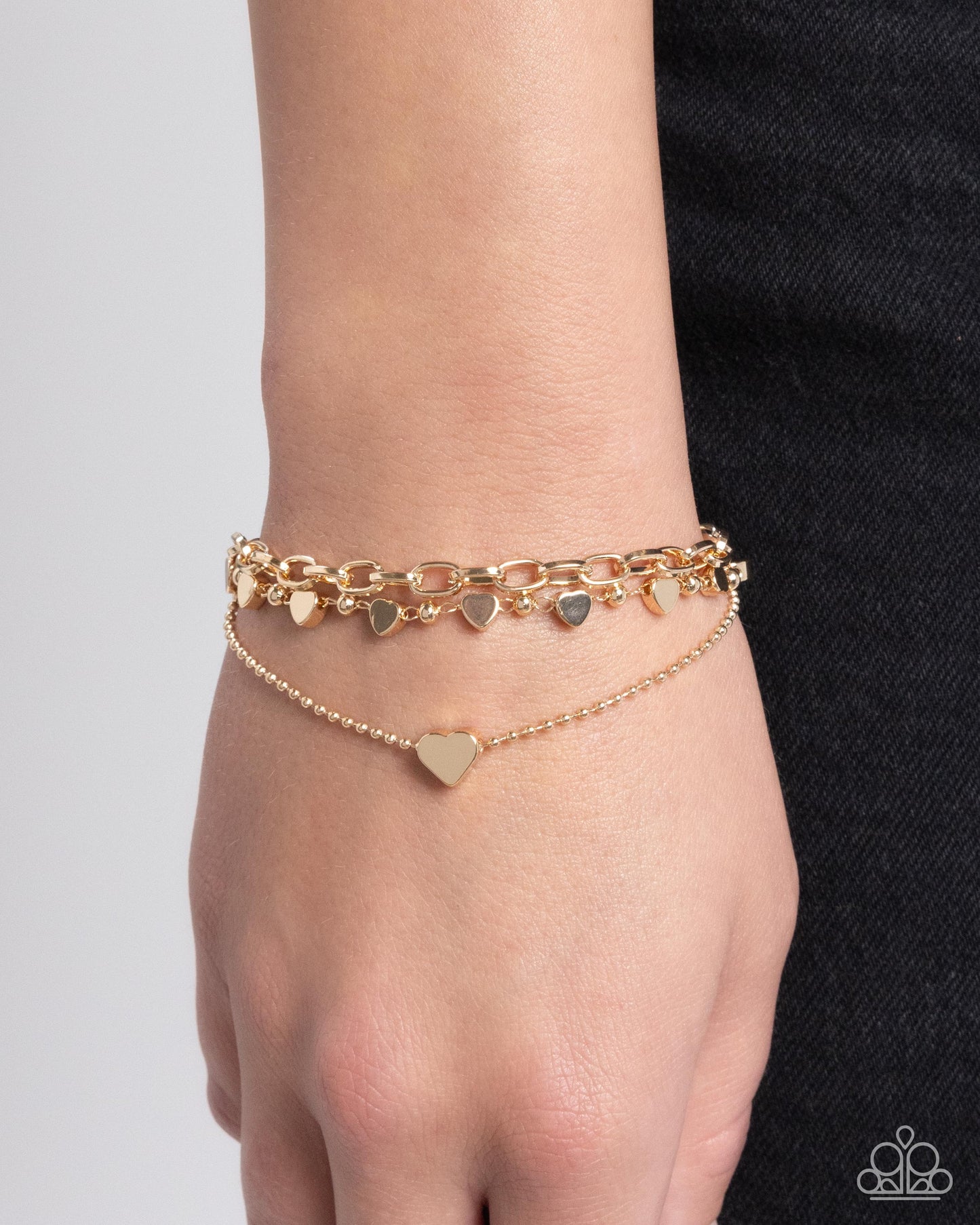 Endearing Ending - Gold w/hearts Bracelet
