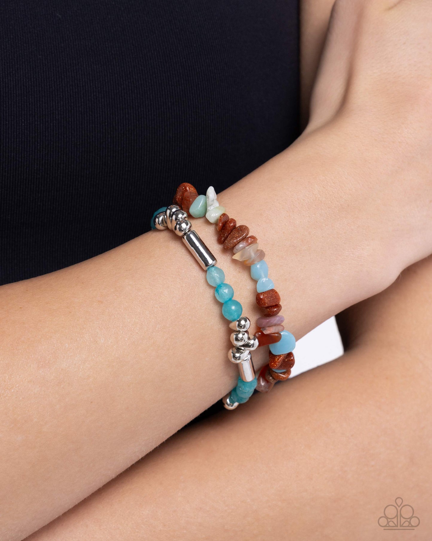 Stony Sequence - Silver w/Blue, Brown Bracelet