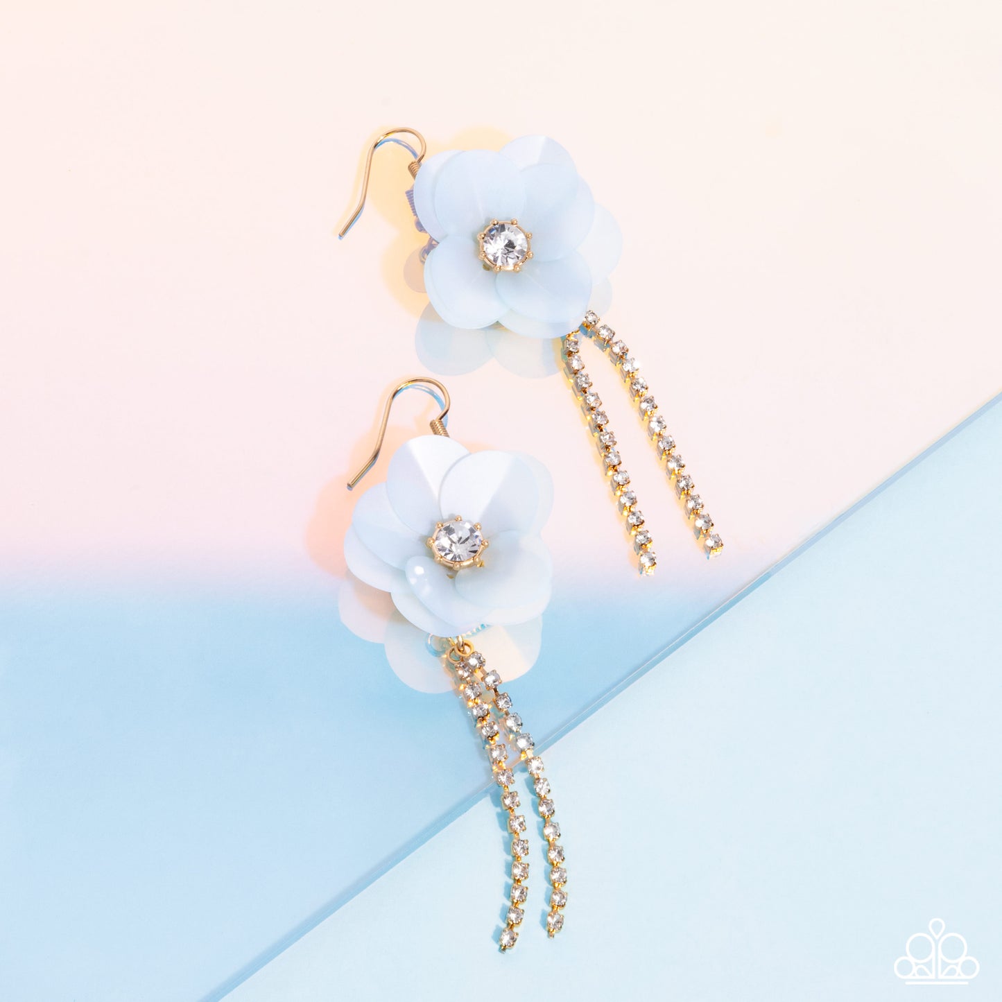 Serene State of Mind - Gold w/Blue Flower Earrings