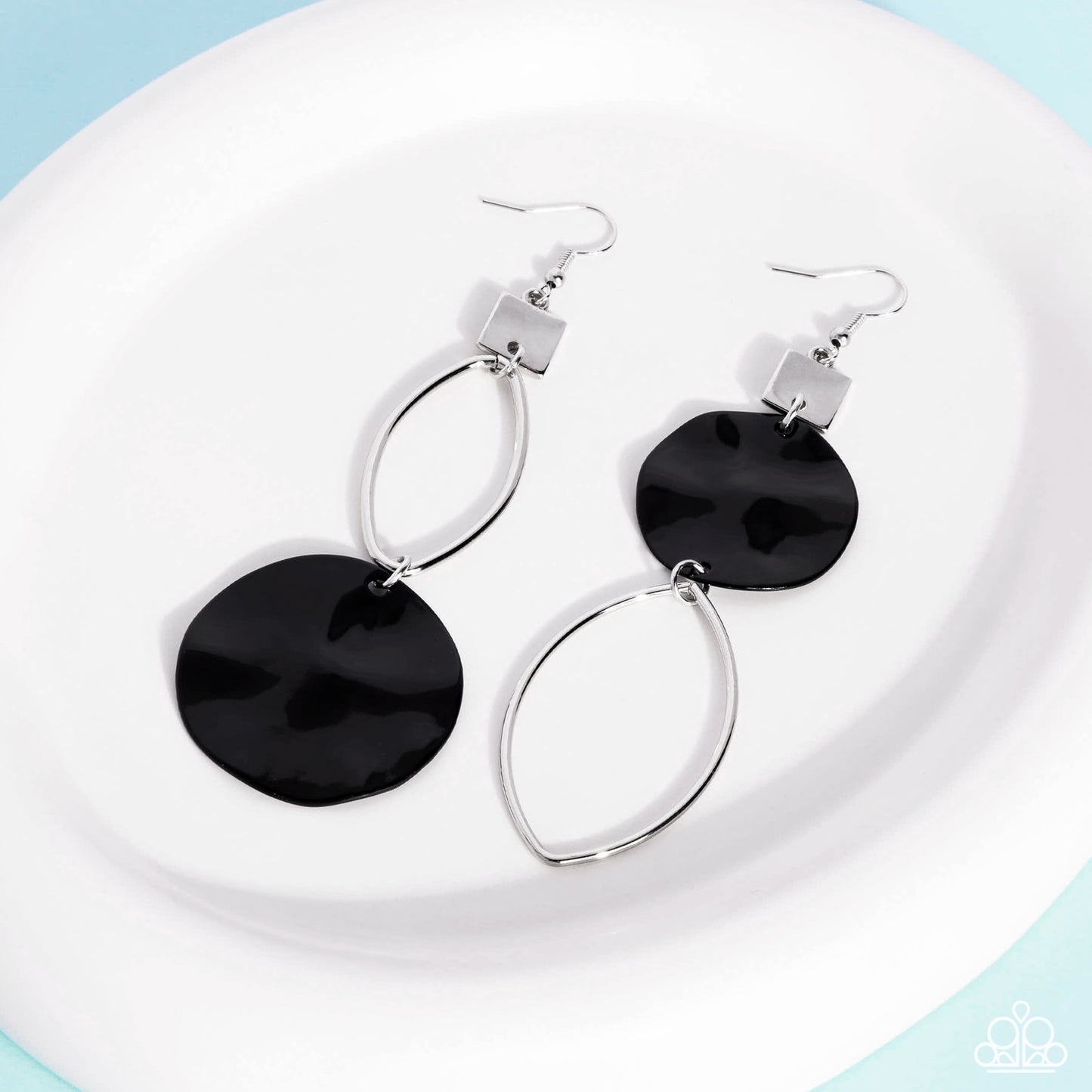 Obsessive Ostinato - Silver w/Black Earrings