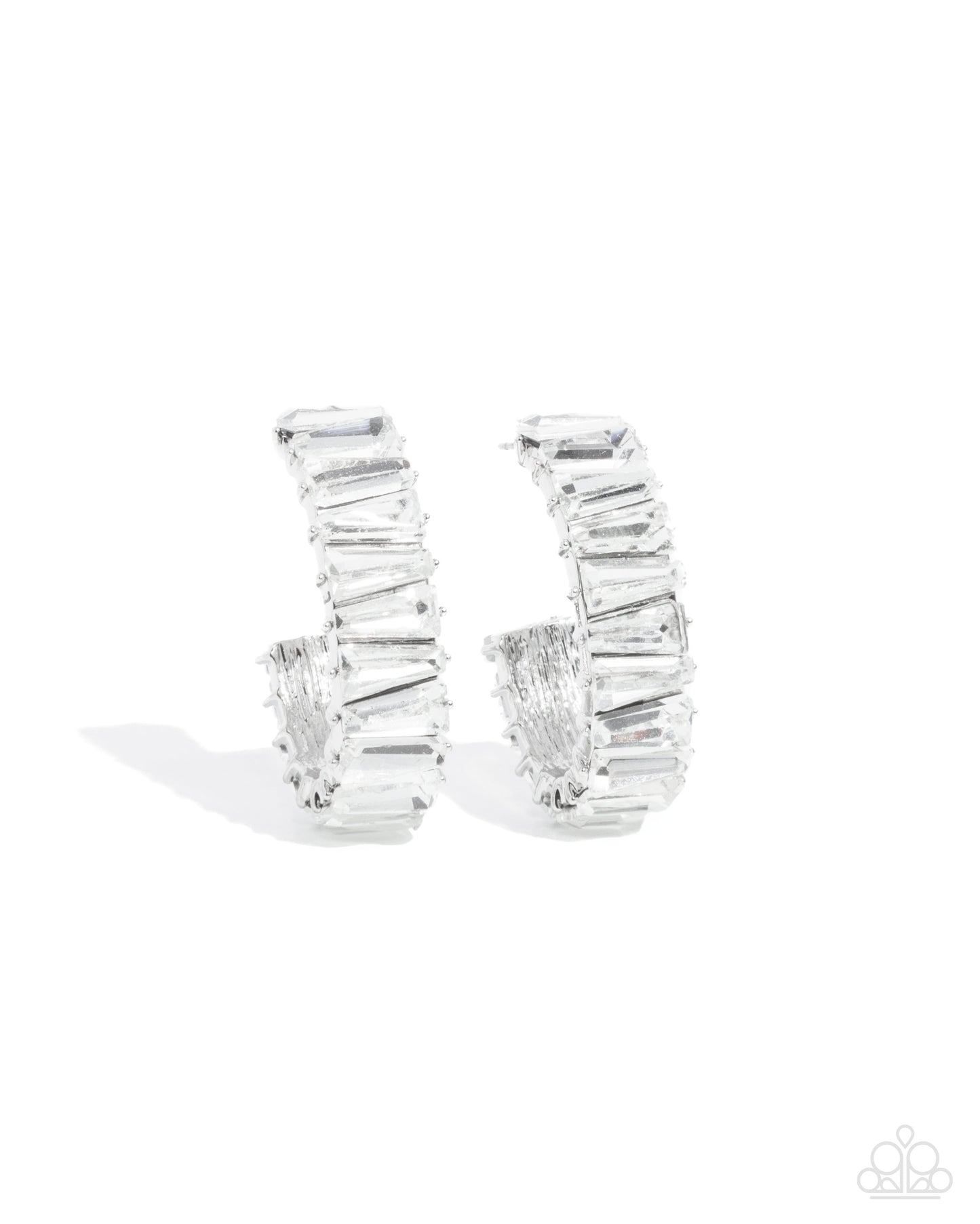 Permissible Pizzazz - Silver w/White Rhinestone Earrings