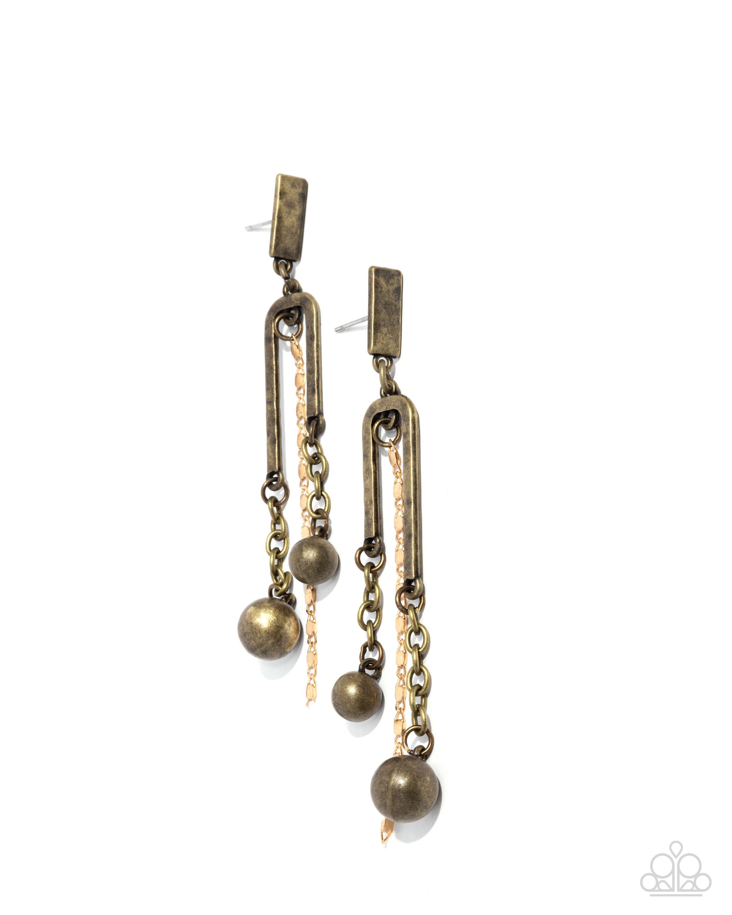 Authoritative Admiration - Brass & Gold Earrings