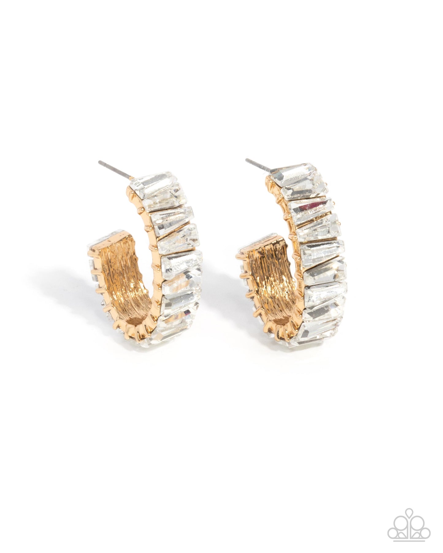 Permissible Pizzazz - Gold White Gems Earrings
