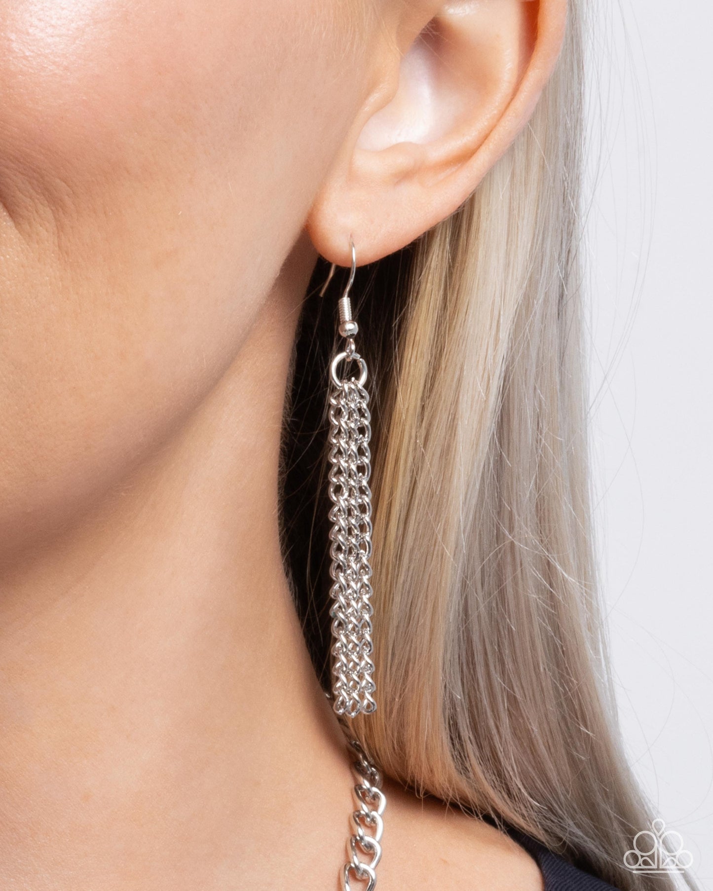 Lovely Lineup - Silver w/Orange Necklace