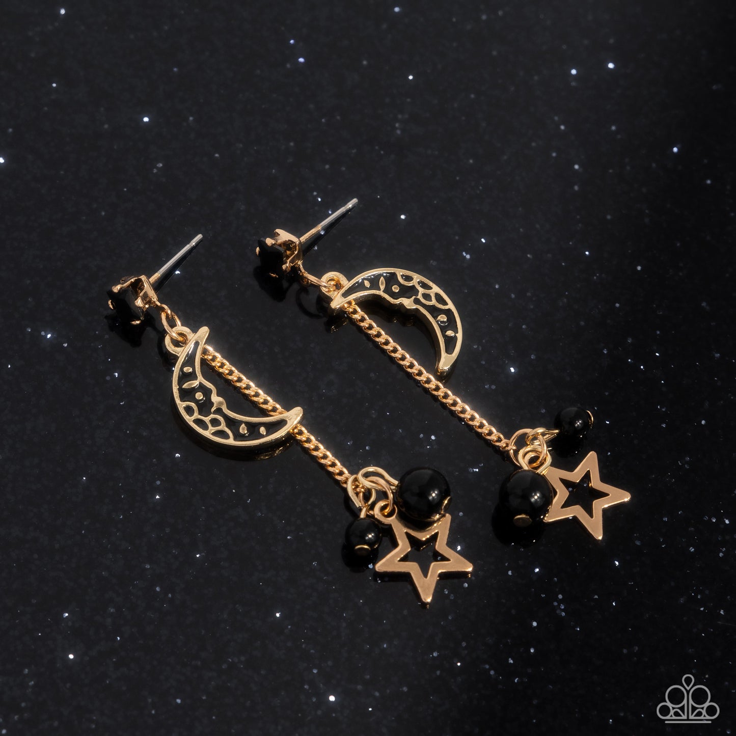 Astral Admiration - Gold & Black Earrings