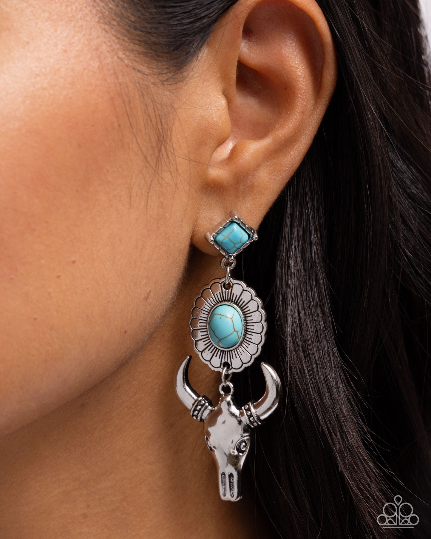 Western Week - Silver w/Turquoise Stone Earrings