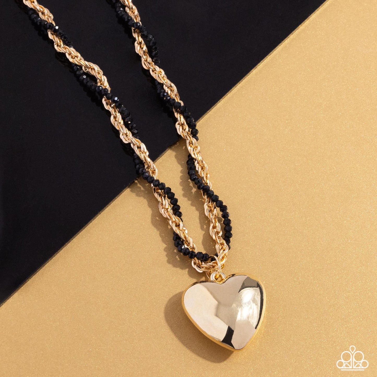 Falling Slowly - Gold & Black Heart Necklace