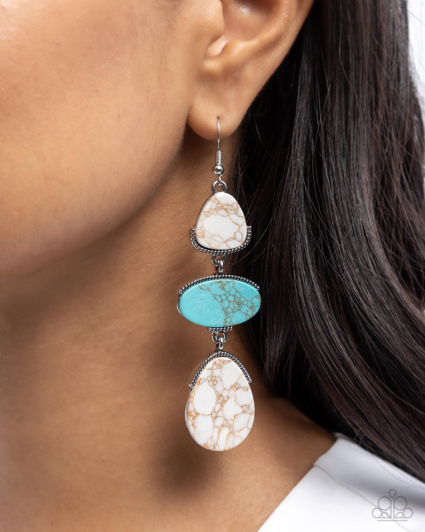 Sense of RUMOR - White & Turquoise Earrings