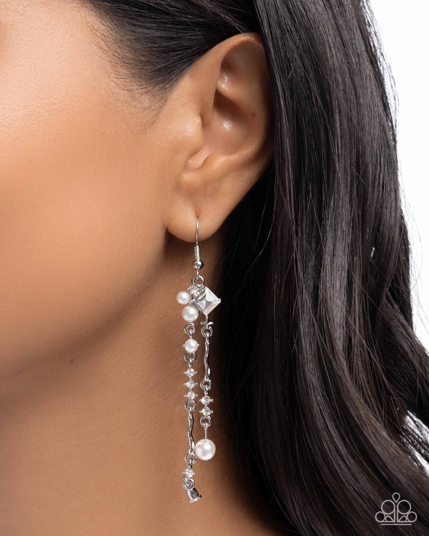 Glowing Gamut - Silver w/White Pearls Earrings