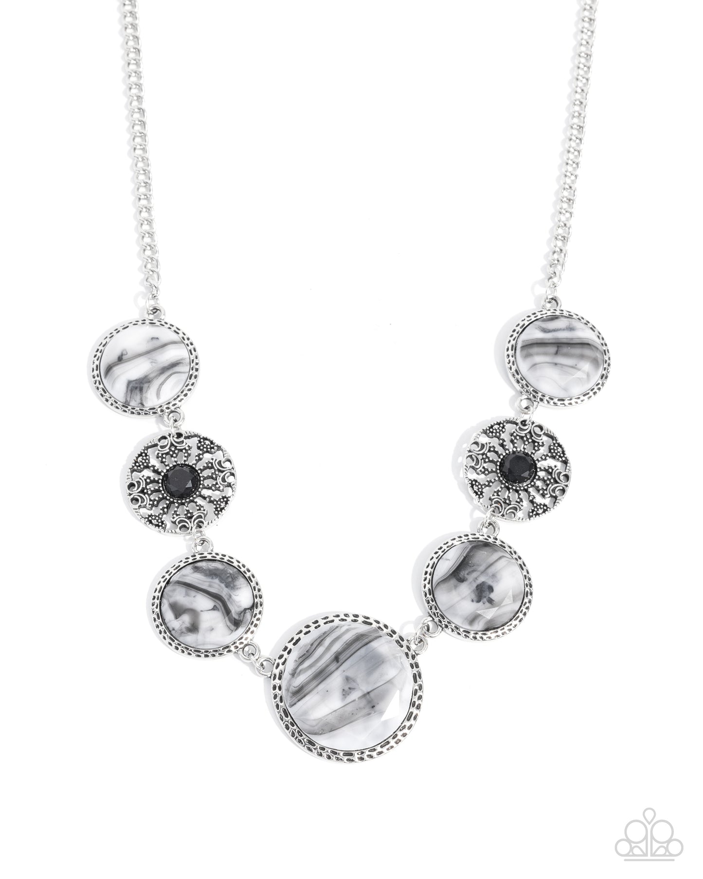 Gentle Glam - Silver w/Black & White Necklace