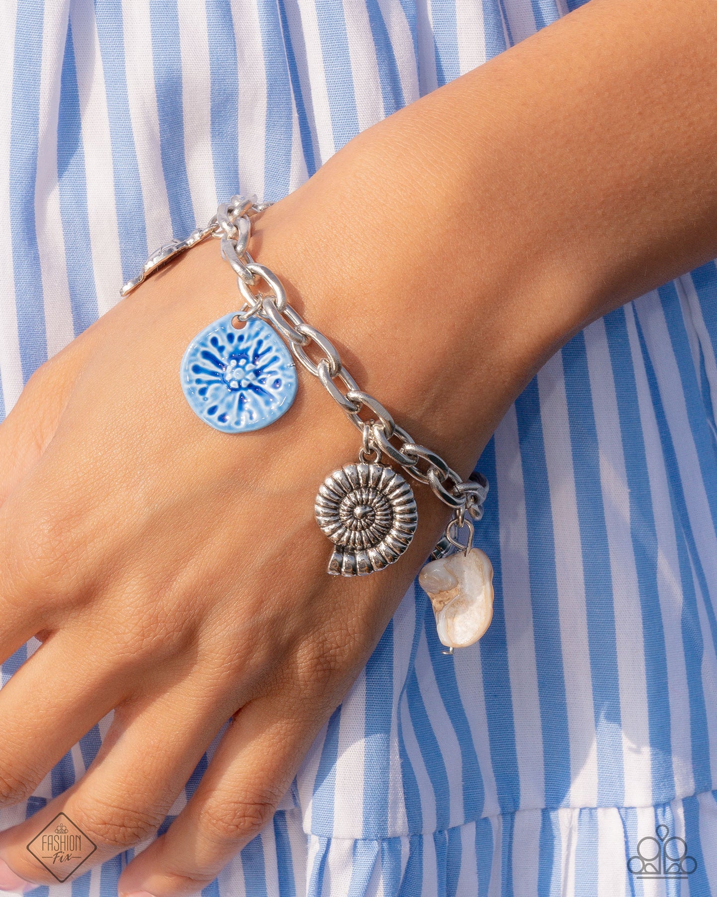 Coastal Connoisseur - Silver w/Blue Charm Bracelet