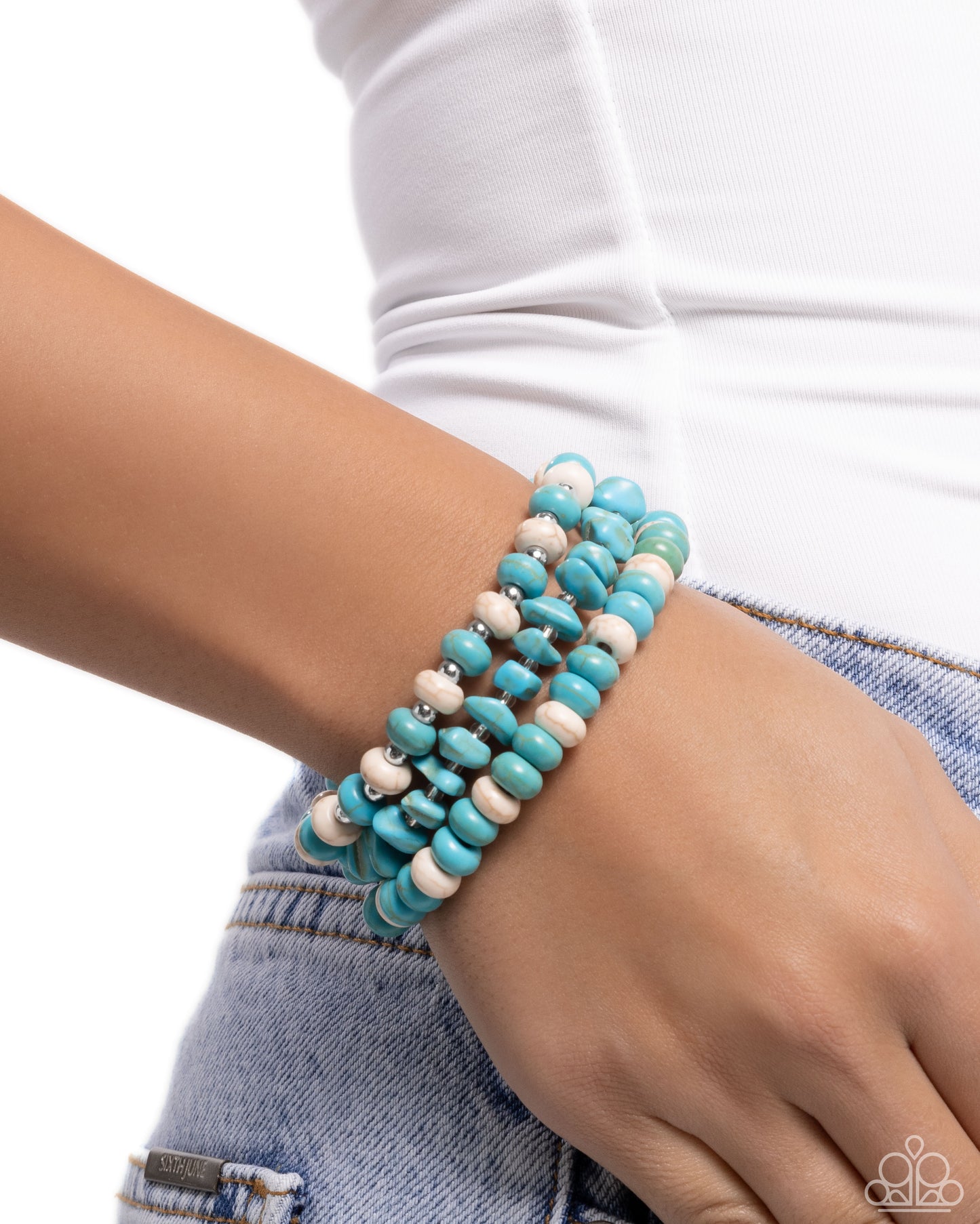Rustic Residence - Turquoise & Cream Stone Bracelet