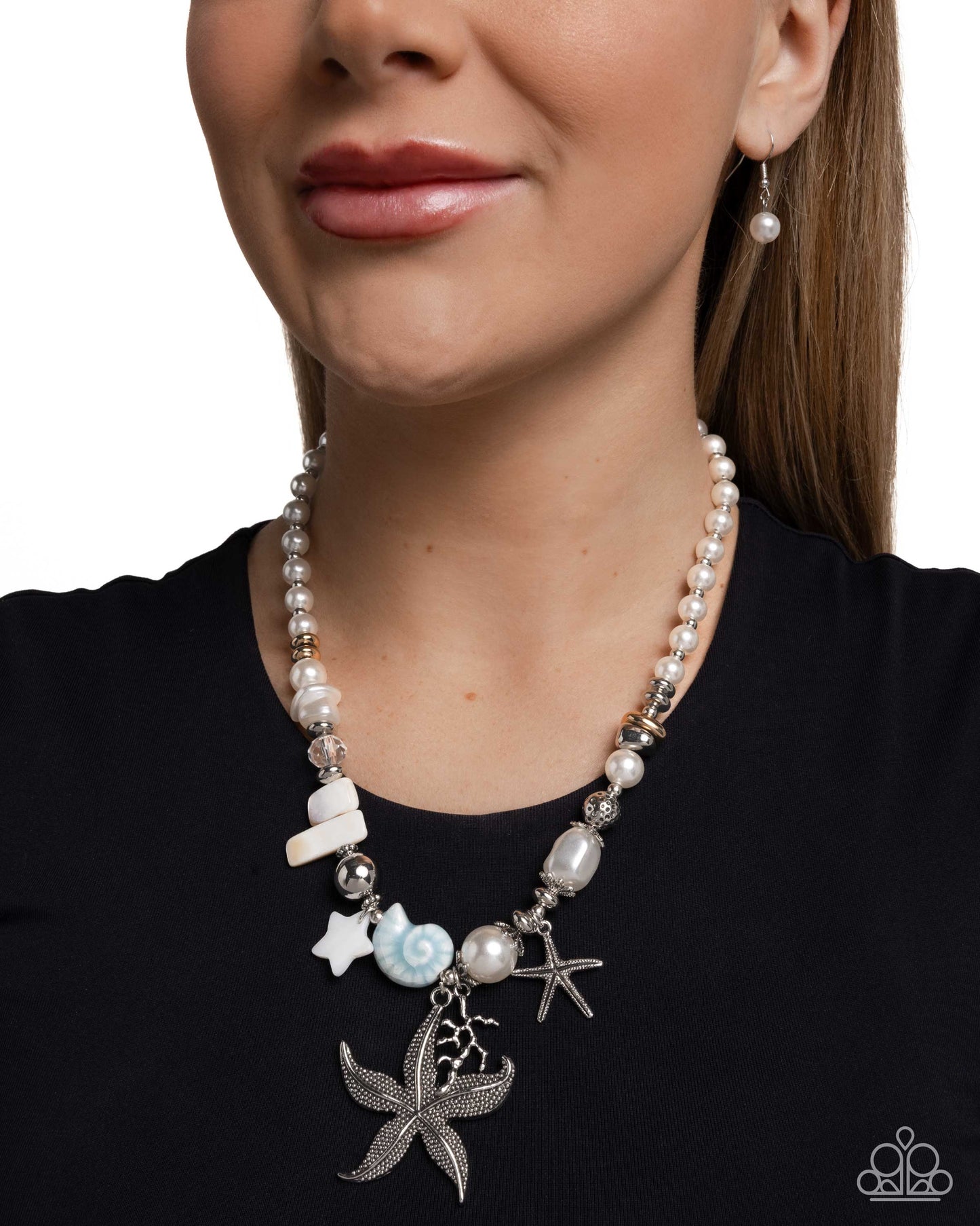 Coastal Cameo - Silver w/Blue Starfish Necklace