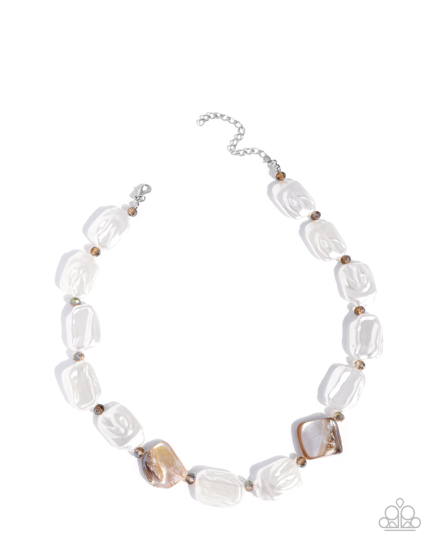 Crimped Collage -White w/Tan Necklace