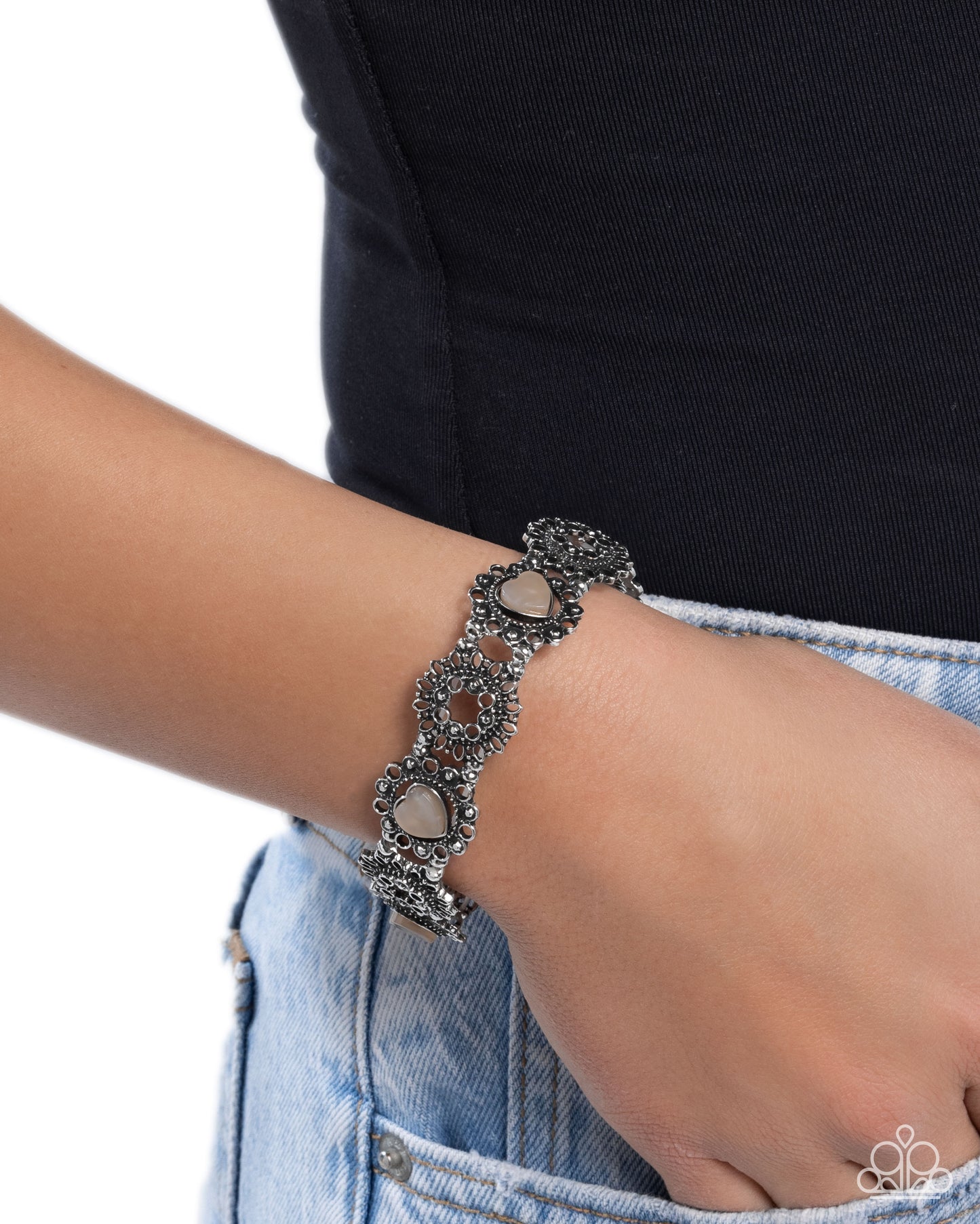 Fabricated Frames - Silver w/Brown Heart Bracelet