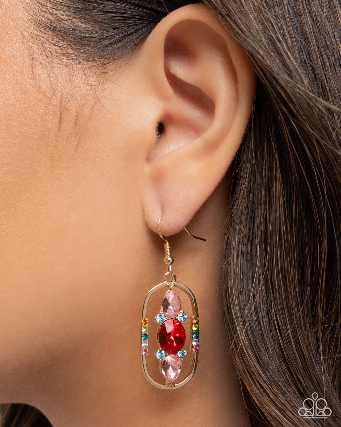Sit and Stare - Gold w/Red Earrings