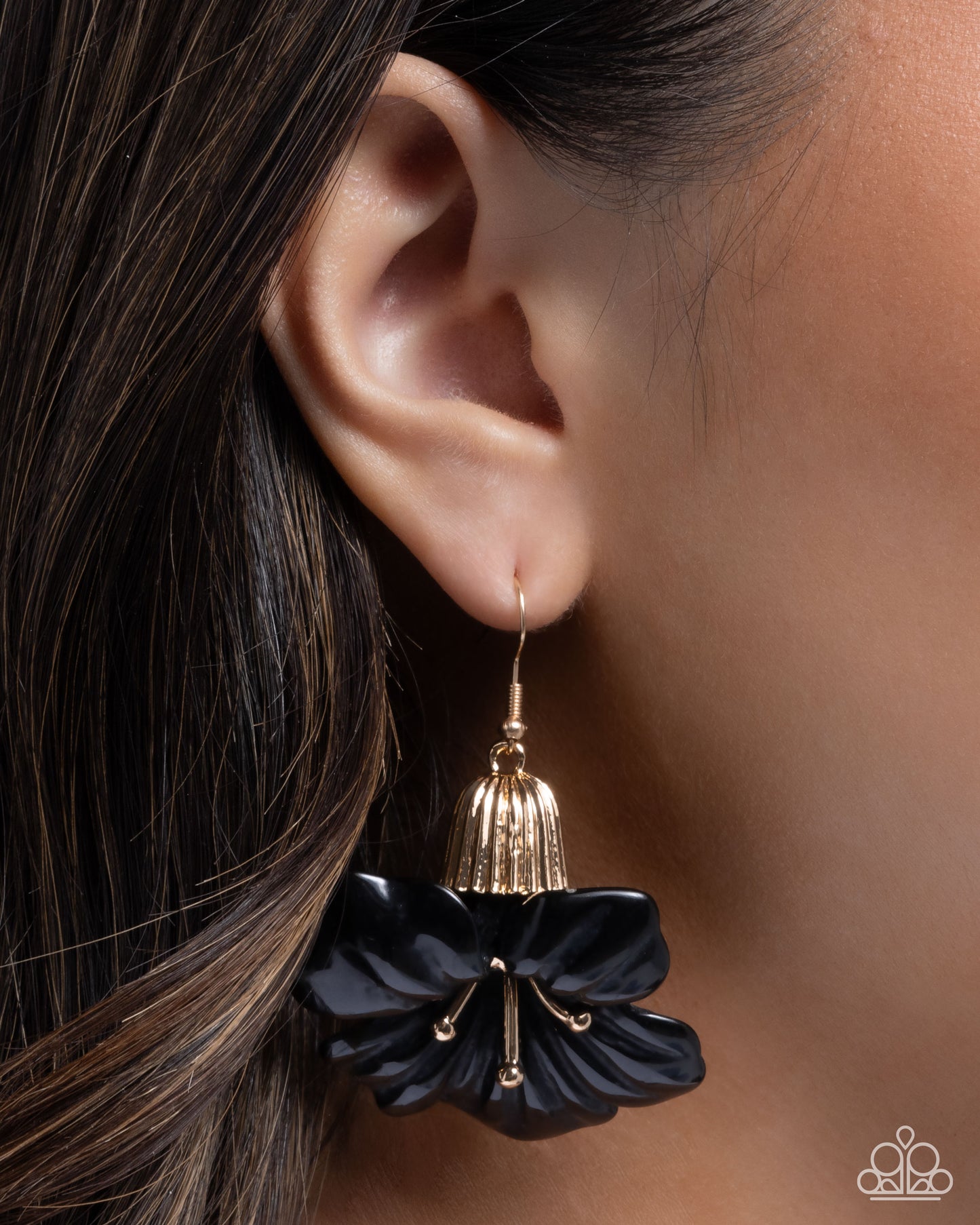 Blossoming Boardroom -Gold w/Black Earrings