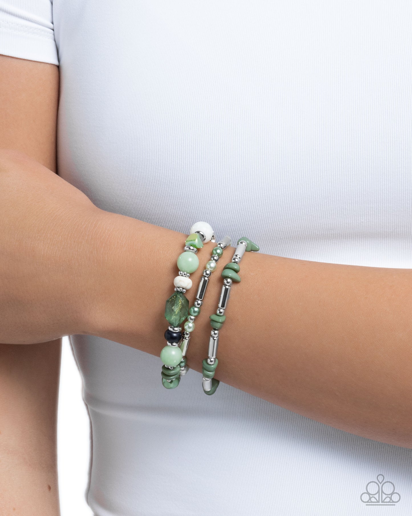 Flashy Fiction - Silver w/Green Bracelet
