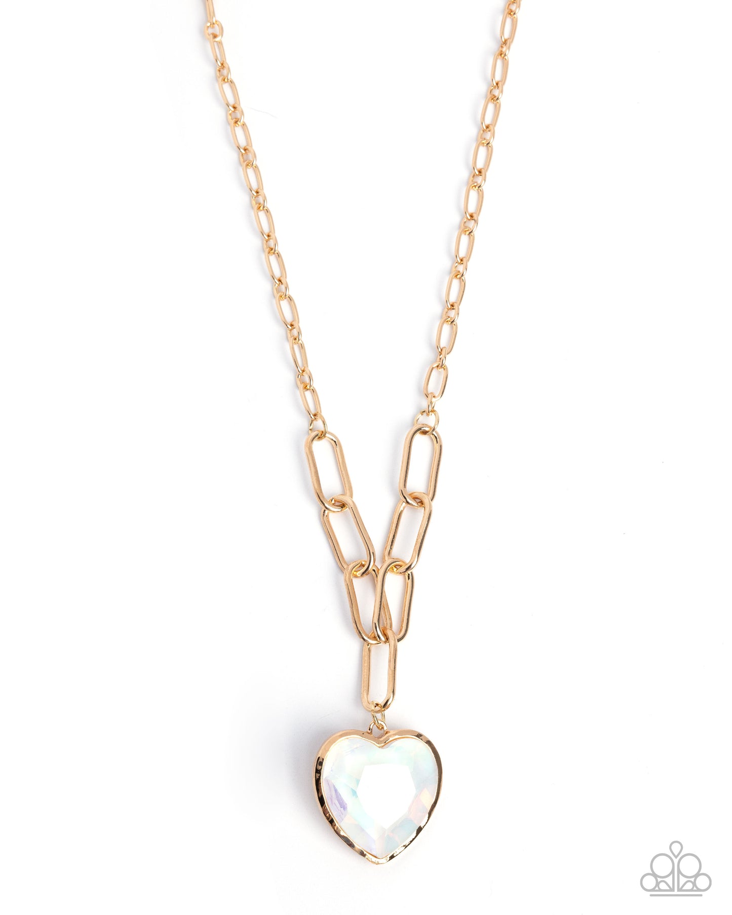 HAUTE Heart - Gold w/White Heart Necklace