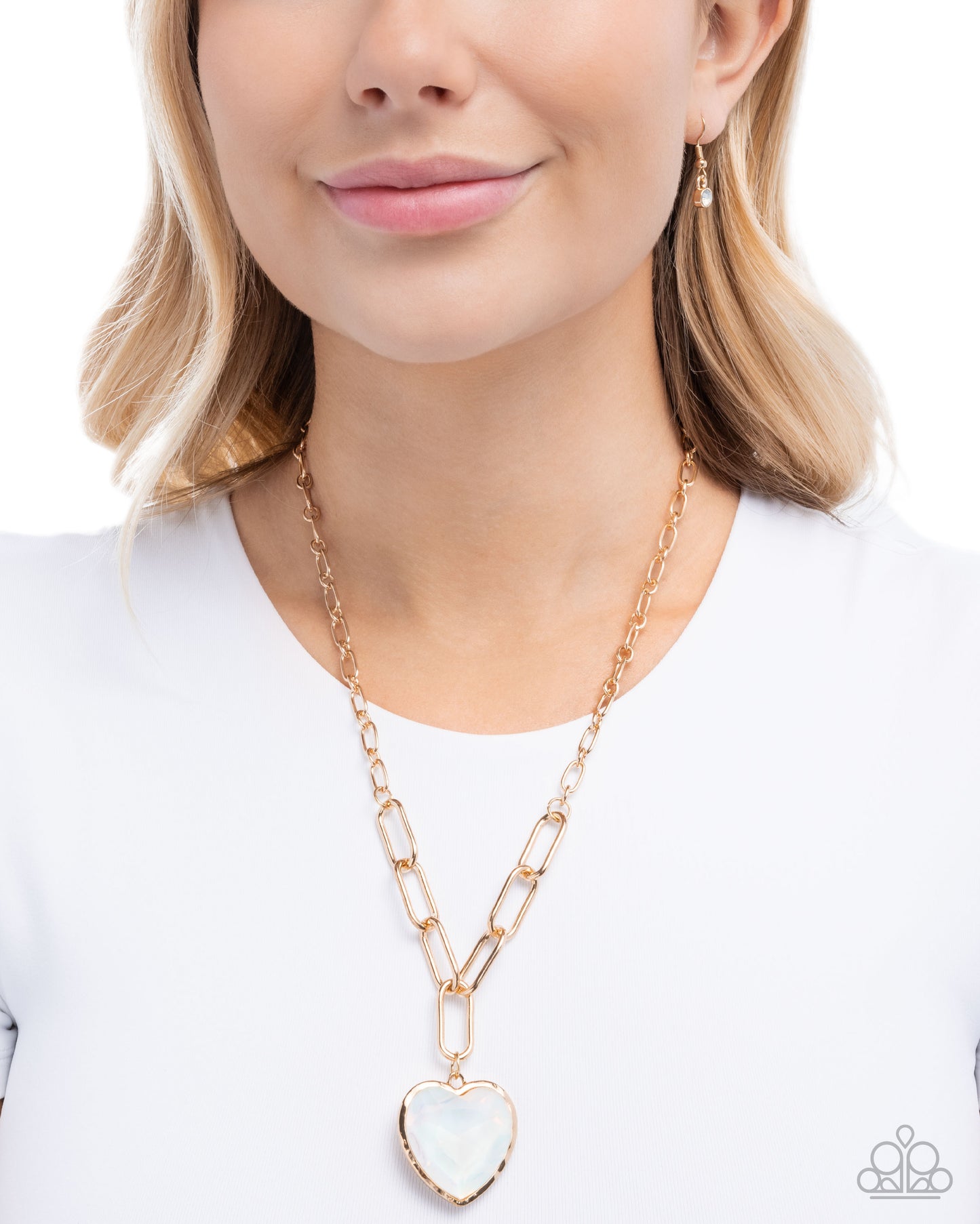 HAUTE Heart - Gold w/White Heart Necklace