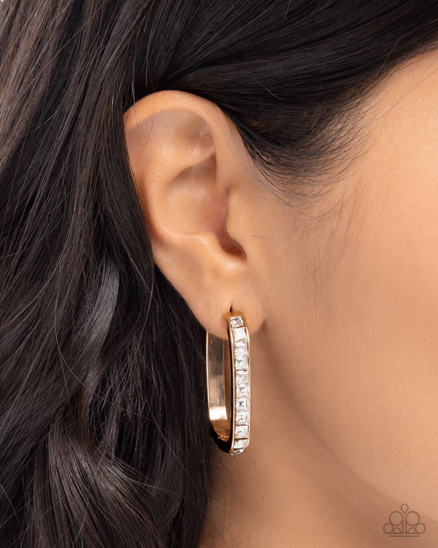 Encased Elevation - Gold w/Rhinestones Earrings