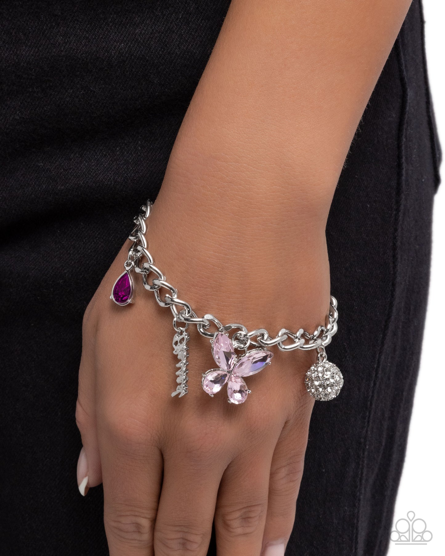 Luminous Lift - Silver w/Pink Charm Bracelet "Blessed"