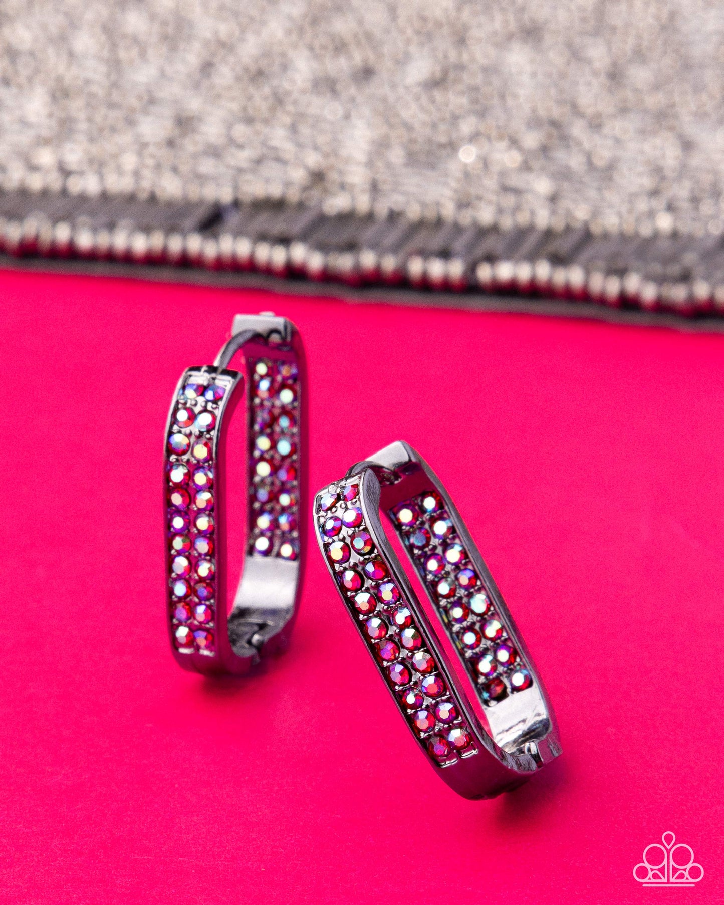 Sinuous Silhouettes - Gunmetal w/Red Earrings