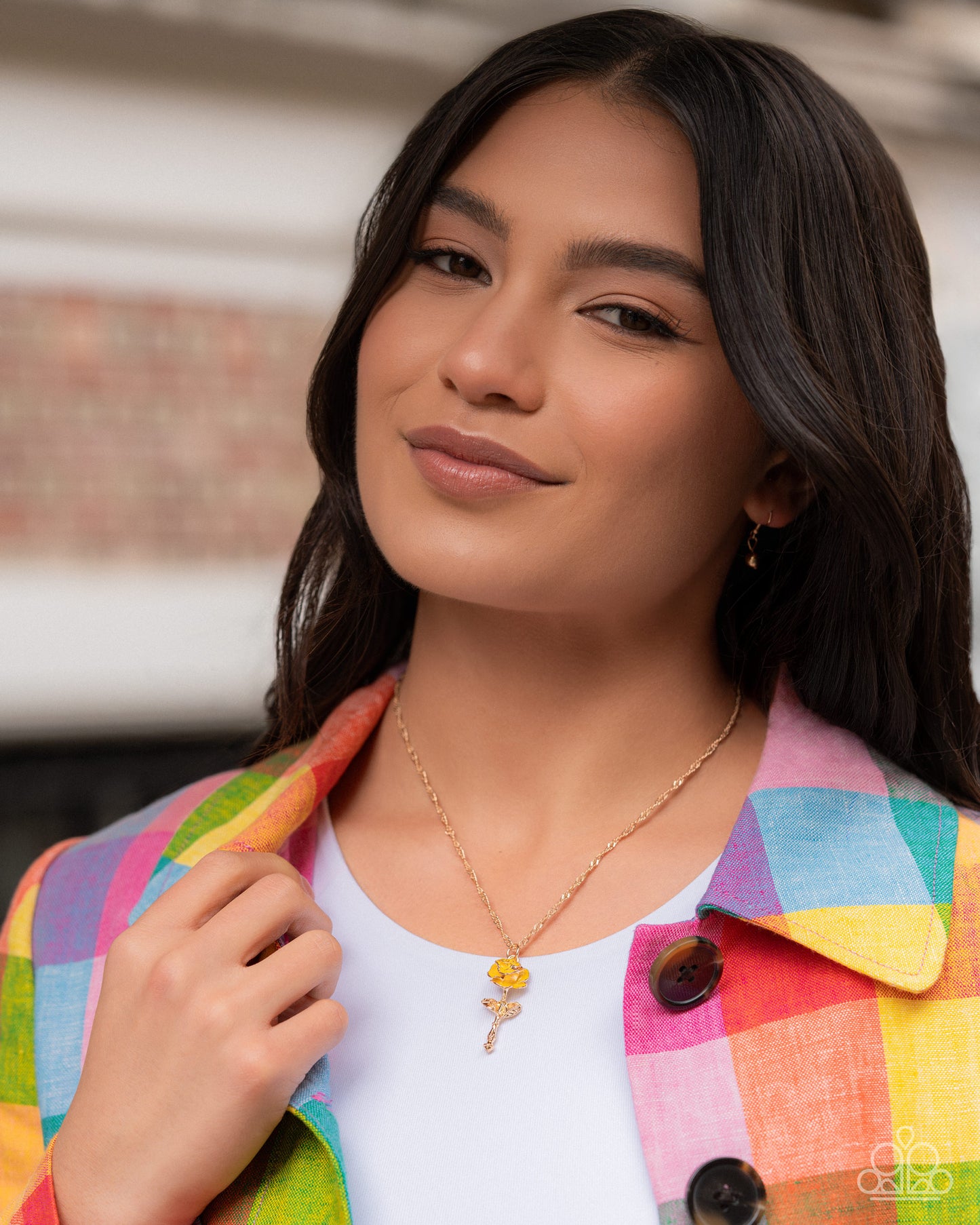 A Single Rose - Gold w/Yellow Flower Necklace