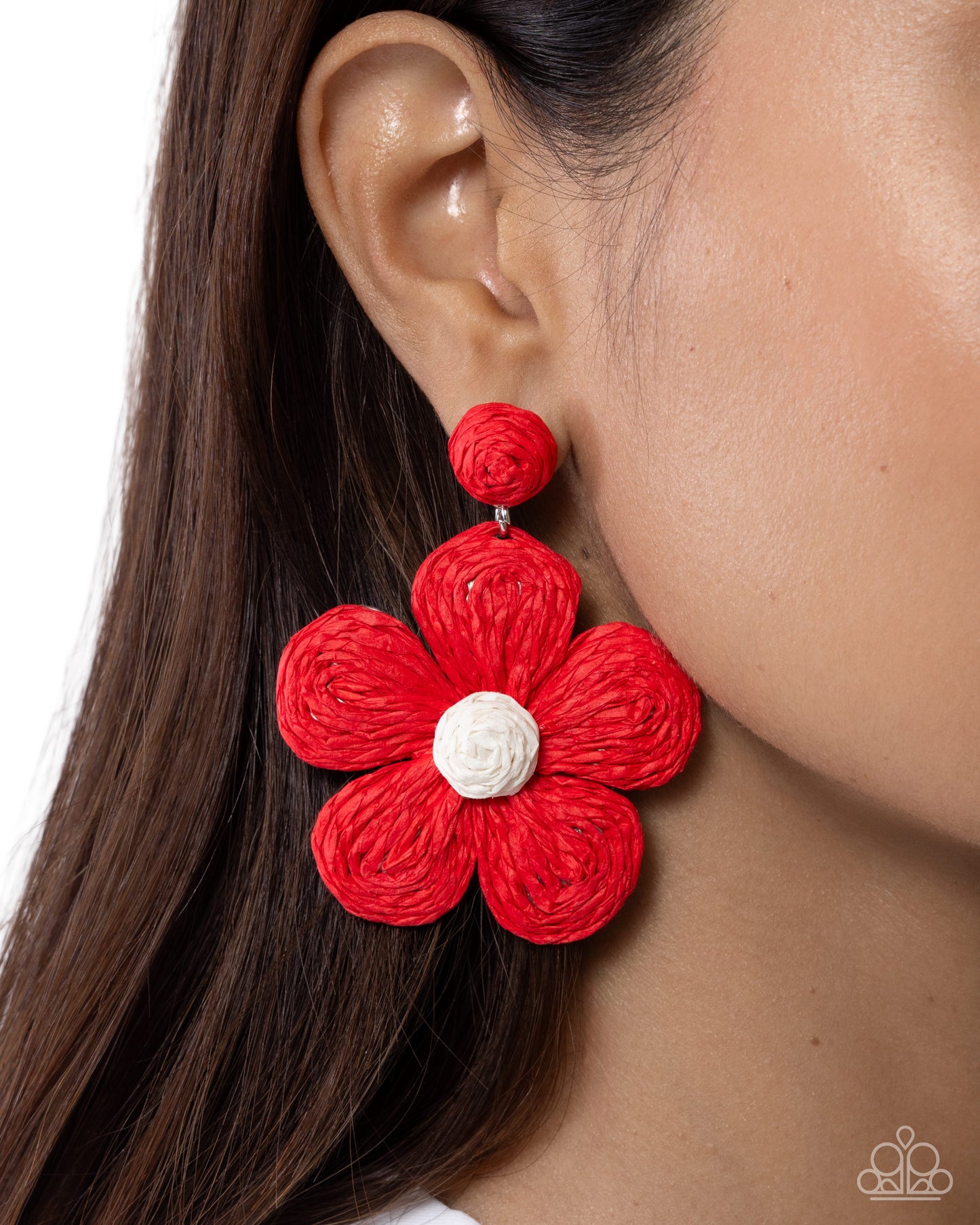 Double Daisies - Red Flower Earrings