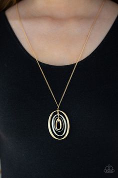 Classic Convergence Gold Necklace w/Silver & Gunmetal on Pendant