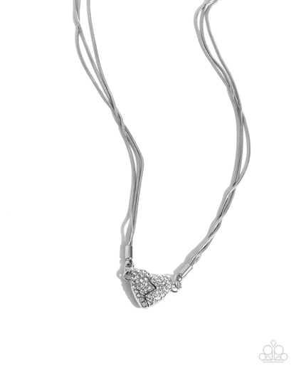 Heartbroken Bling Silver Heart Necklace