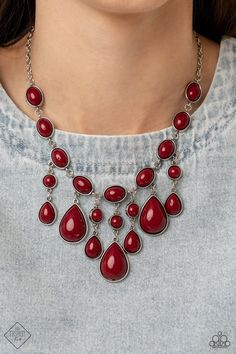 Mediterranean Mystery Silver w/Red Necklace