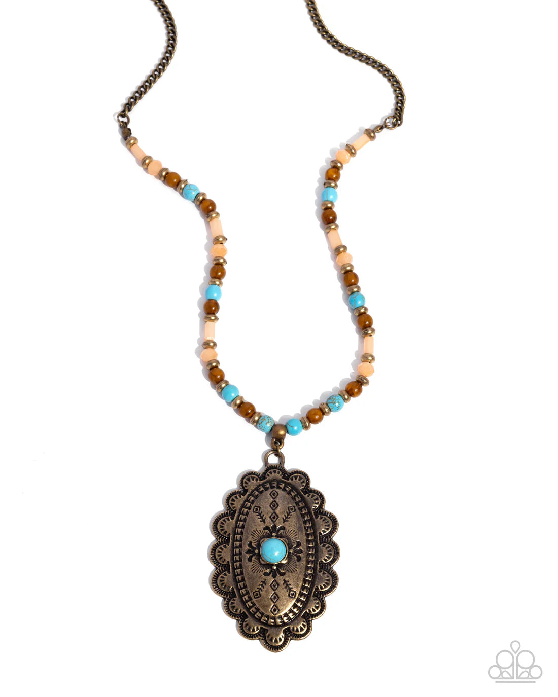 Paparazzi Soulful Turquoise Stones Brass w/Multi Necklace - 2025 Convention
