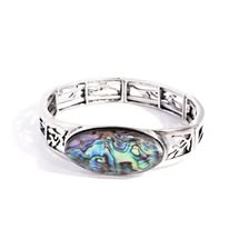 Spliced Santa Fe - Blue - Abalone Shell - Stretch Bracelet