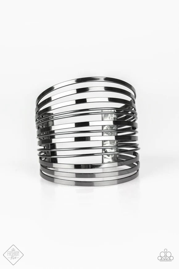 FRONT LINE SHINE Gunmetal Cuff Bracelet