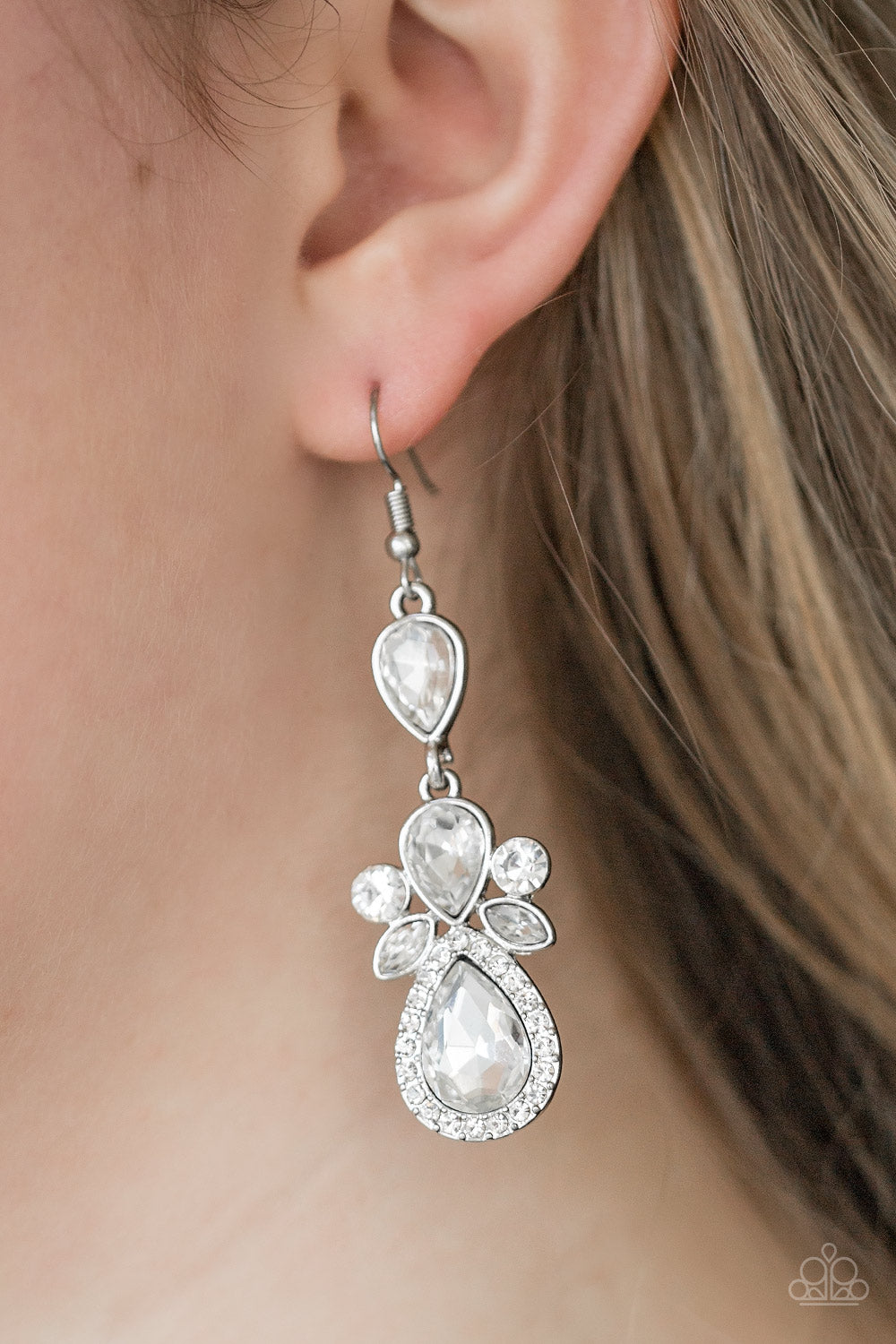 All About Glam - White Earrings