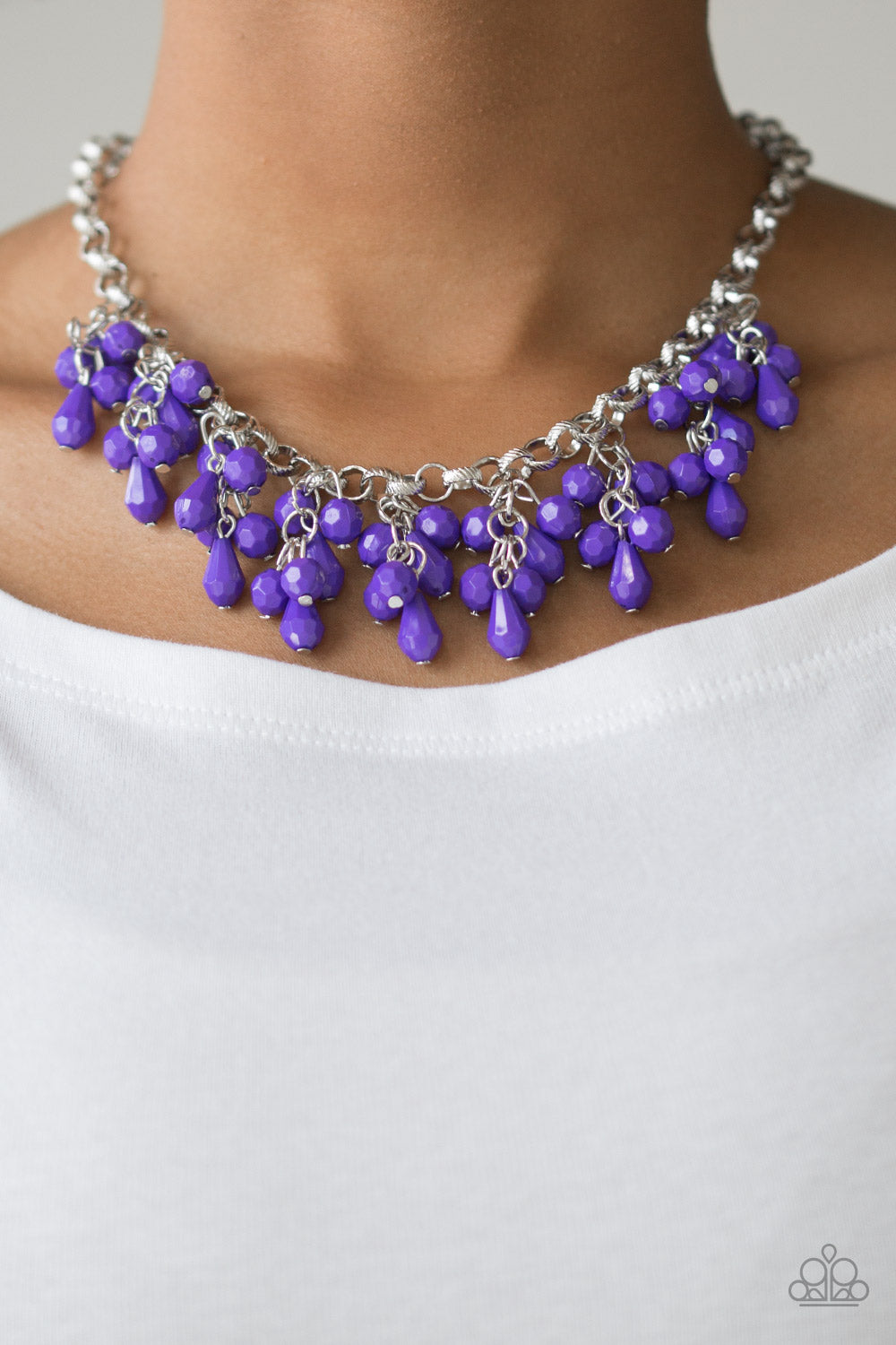 Modern Macarena - Silver w/Purple Necklace
