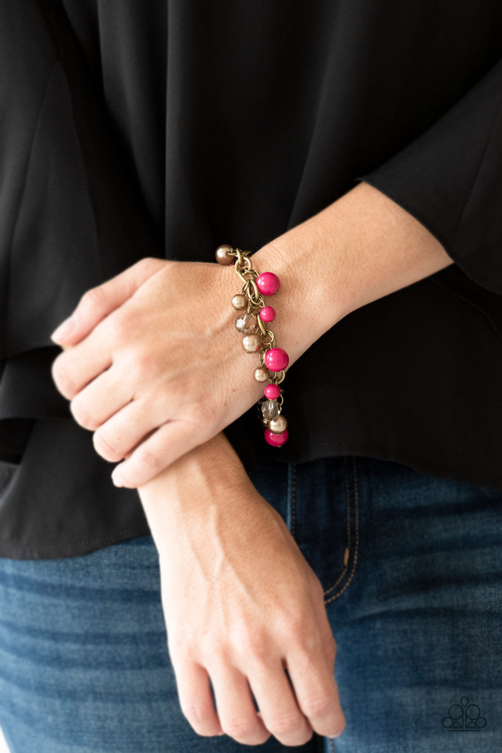 Grit and Glamour - Brass & Pink Bracelet