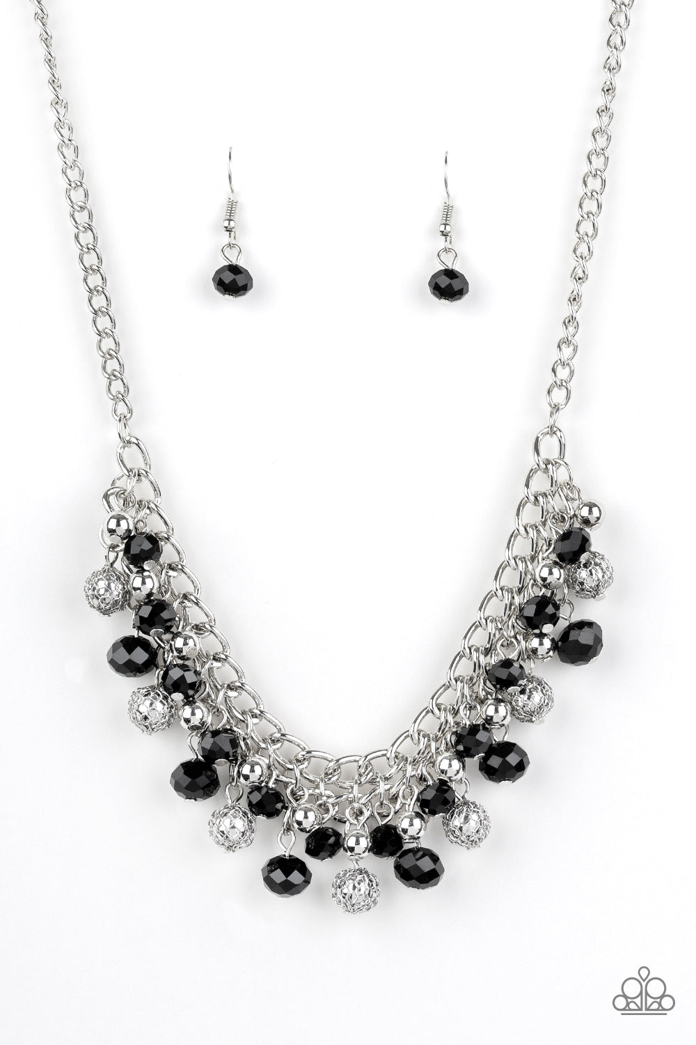 Party Spree - Silver w/Black Necklace